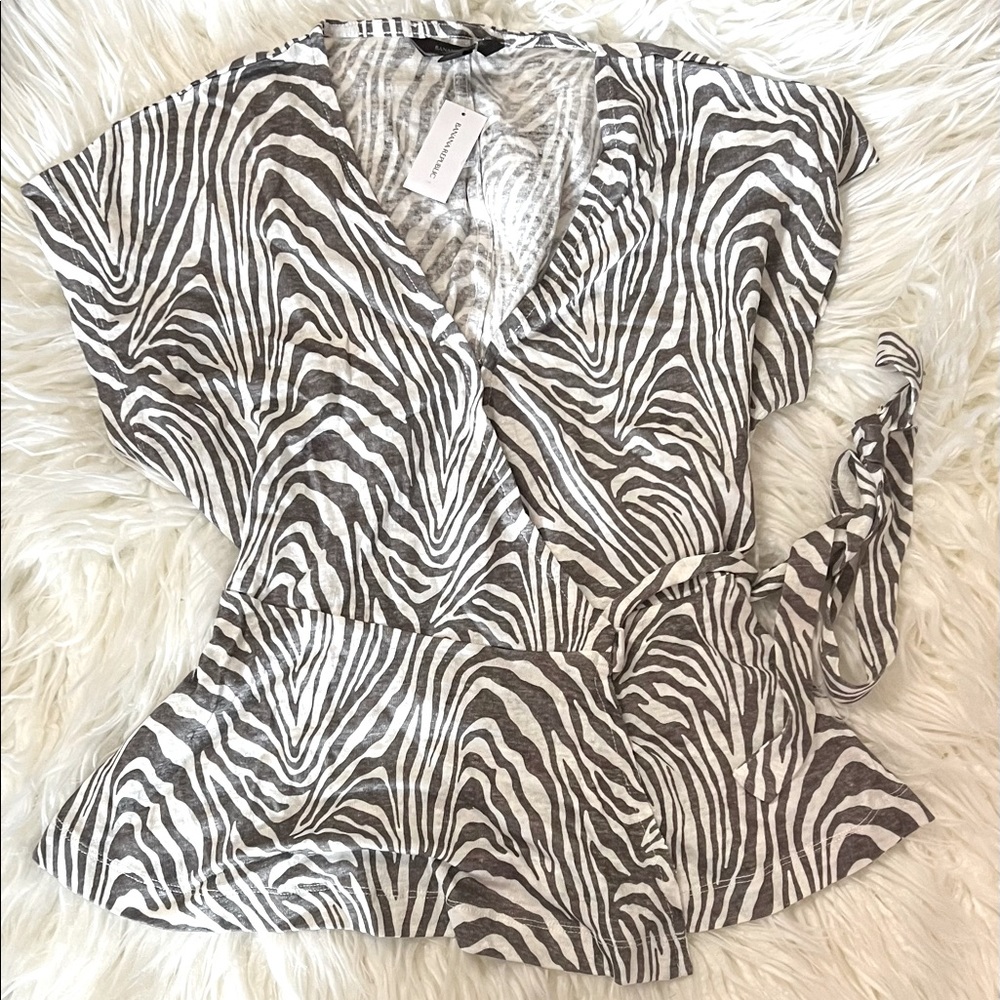 Banana Republic Print Linen top xs